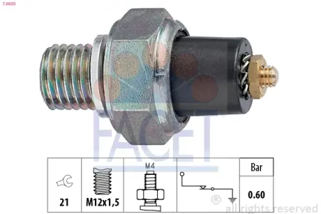 Oil pressure switch. Датчик давления масла FACET 70020