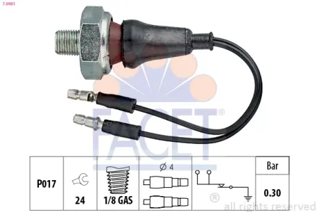 Oil pressure switch. Датчик давления масла FACET 70061