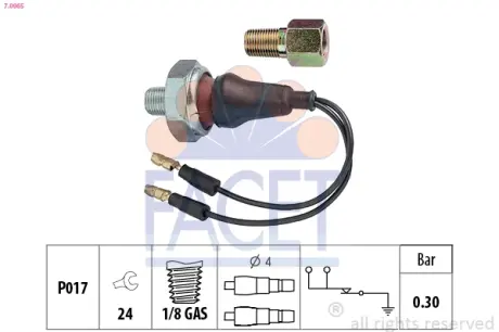 Oil pressure switch. Датчик давления масла FACET 70065