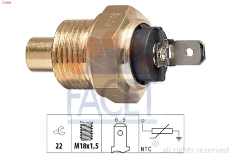 Coolant temperature sensor. Датчик температуры охлаждающей жидкости FACET 73008