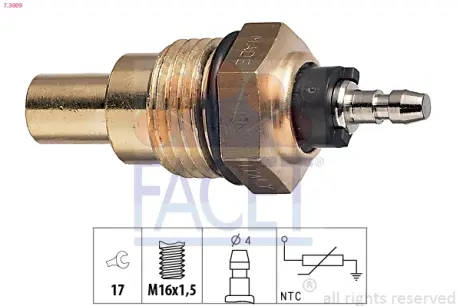 Coolant temperature sensor. Датчик температуры охлаждающей жидкости FACET 73009