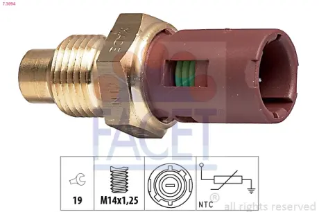Coolant temperature sensor. Датчик температуры охлаждающей жидкости FACET 73094