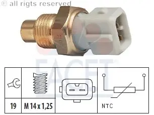 Coolant temperature sensor. Датчик температуры охлаждающей жидкости FACET 73100
