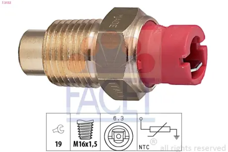 Coolant temperature sensor. Датчик температуры охлаждающей жидкости FACET 73132