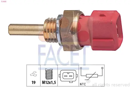 Coolant temperature sensor. Датчик температуры охлаждающей жидкости FACET 73155