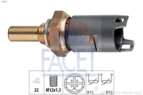 Датчик температури BMW 5 E39 (95-), 7 E38 (95-), X5 E53 (00-) (7.3274) Facet FACET 73274