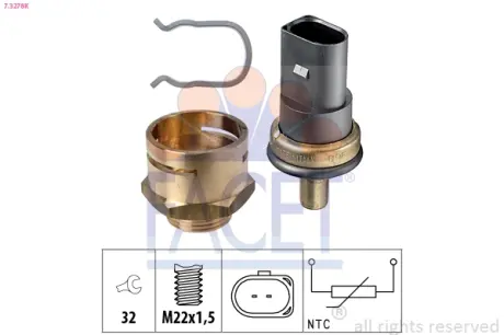 Coolant temperature sensor. Датчик температуры охлаждающей жидкости FACET 73278K