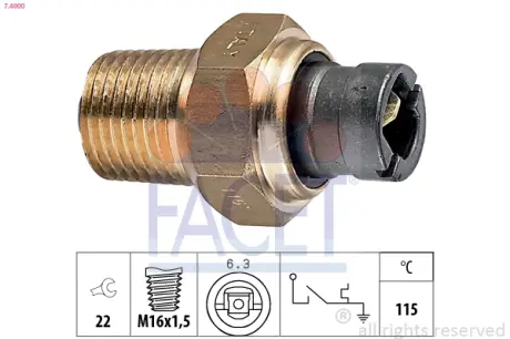 Coolant warning lamp temperature switch. Датчик сигнальной лампы охлаждающей жидкости FACET 74000
