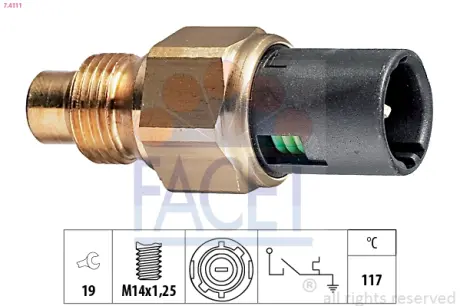 Coolant warning lamp temperature switch. Датчик сигнальной лампы охлаждающей жидкости FACET 74111