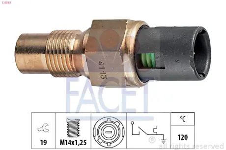 Coolant warning lamp temperature switch. Датчик сигнальной лампы охлаждающей жидкости FACET 74113