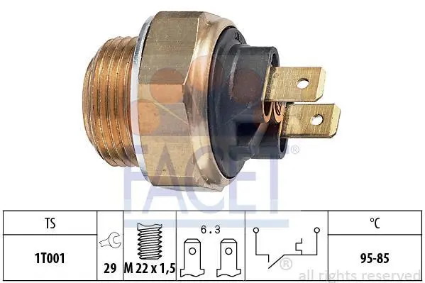 Radiator fan temperature switch. Датчик температуры вентилятора охлаждающей жидкости FACET 75033 (фото 1)
