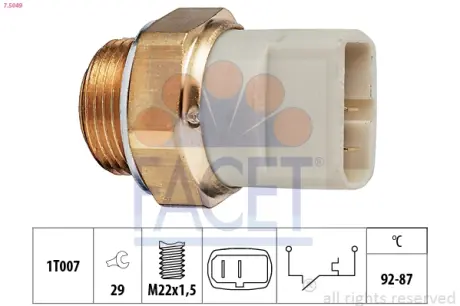 Radiator fan temperature switch. Датчик температуры вентилятора охлаждающей жидкости FACET 75049