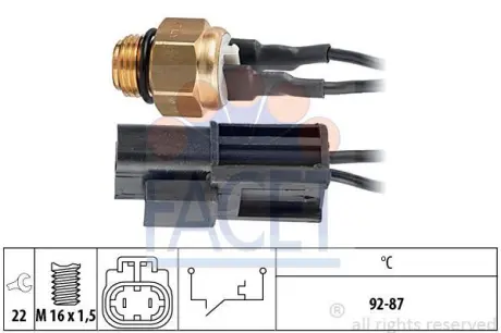 Radiator fan temperature switch. Датчик температуры вентилятора охлаждающей жидкости FACET 75054