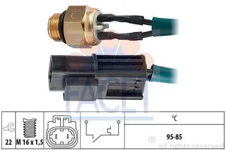 Radiator fan temperature switch. Датчик температуры вентилятора охлаждающей жидкости FACET 75100