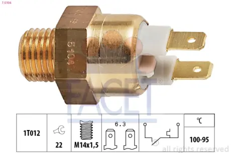 Radiator fan temperature switch. Датчик температуры вентилятора охлаждающей жидкости FACET 75104