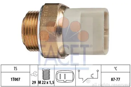 Radiator fan temperature switch. Датчик температуры вентилятора охлаждающей жидкости FACET 75152