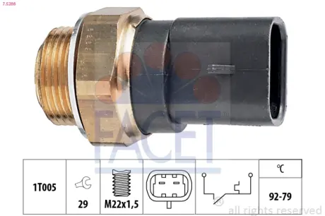 Radiator fan temperature switch. Датчик температуры вентилятора охлаждающей жидкости FACET 75288