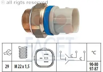 Radiator fan temperature switch. Датчик температуры вентилятора охлаждающей жидкости FACET 75650