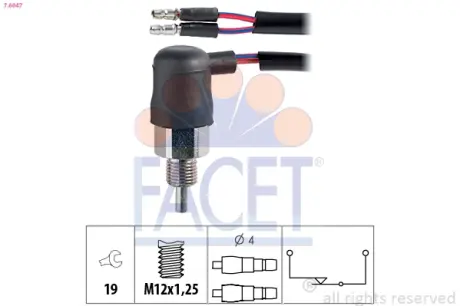 Reverse light switch. Выключатель фонаря заднего хода FACET 76047