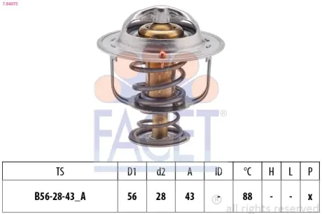 Термостат Mitsubishi Lancer 1.6 (03-08) (7.8407S) Facet FACET 78407S