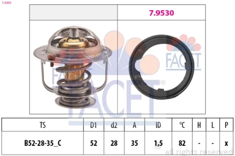 Термостат Honda Accord VIII, Civic VII, VIII, IX, Cr-V II, III, Jazz I, II (7.84 FACET 78493