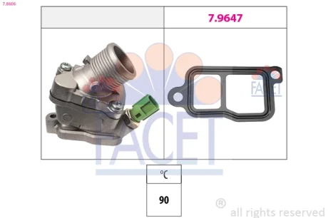Термостат (з датчиком) Volvo S40 (06-), S60 (00-), S80 (01-), V70 (01-) (7.8606) FACET 78606
