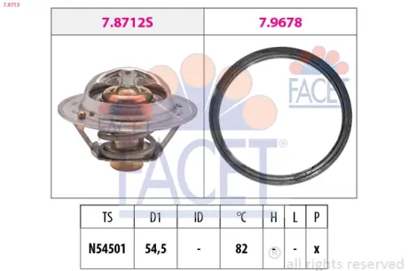 Термостат Renault Megane III (09-), Fluence (10-), Koleos (13-) 2.0 16V, 2.0 TCE FACET 78713
