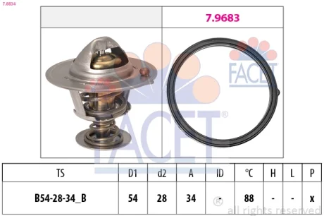 термостат hyundai i40/ix35/Tucson/Kia optima/sportage 2.0 14- (88C) FACET 78834