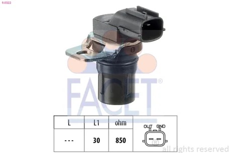 Датчик положення колінвала Ford C-Max/Fiesta/Focus 1.25-2.5 i/TDCI/Ti/DI/TDDi/TDI 98-> FACET 90322