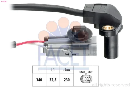 Датчик обертів коленвала Renault Laguna II (03-), Megane II (03-) 2.0 16V (9.0328) Facet FACET 90328