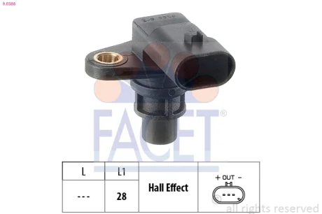 Датчик розподілвалу Opel Zafira/Insignia A/Astra H/J 1.9-2.4 03- FACET 90388