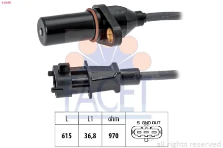 Датчик обертів коленвала Hyundai Santa fe ii 2.2 crdi (06-12) (9.0569) Facet FACET 90569