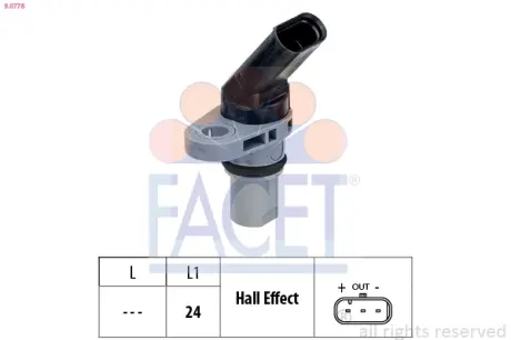 Датчик обертів коленвала Fabia 14-/Octavia 06-/Caddy 10-/Golf/Passat 11- (9.0778) Facet FACET 90778