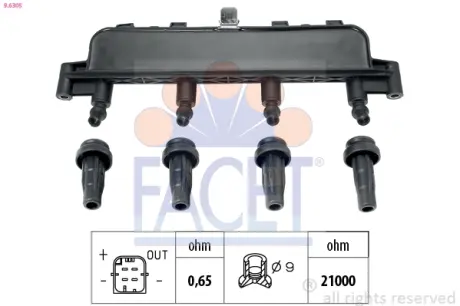 Котушка запалення BERLINGO/C2/C3 I/C3/P206/P307 1.1-1.6 93- FACET 9.6305