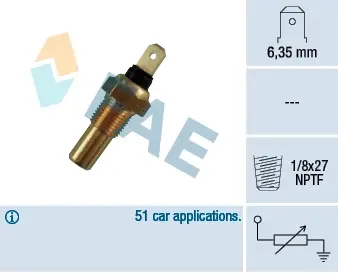 Coolant temperature sensor. Датчик температуры охлаждающей жидкости FAE 31390