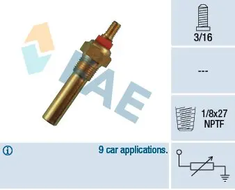Sensor, coolant temperature. Датчик, температура охолоджуючої рідини FAE 32300
