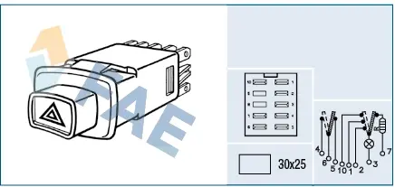 Hazard light switch. Переключатель аварийной сигнализации FAE 61560
