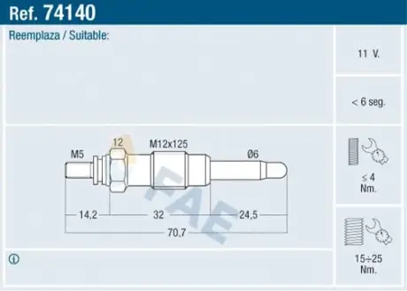 Glow plug. Свеча накаливания FAE 74140