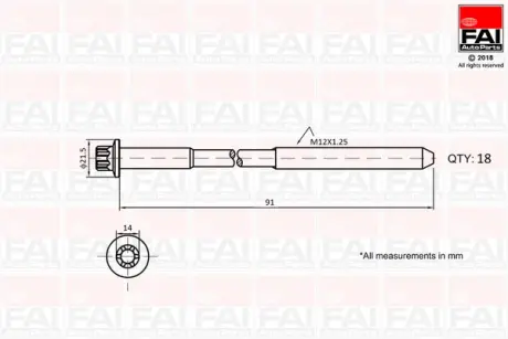 Болти головки блока циліндрів FAI B2101