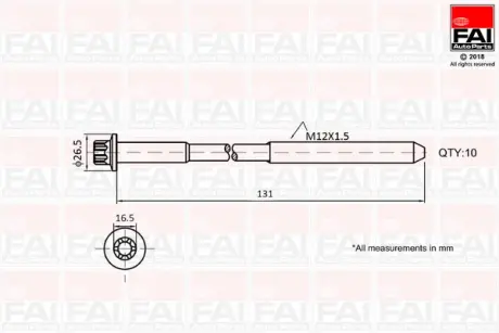 RENAULT К-кт болтів головки блоку Nissan,Opel Vivaro,Movano,Master II, Trafic II FAI B896