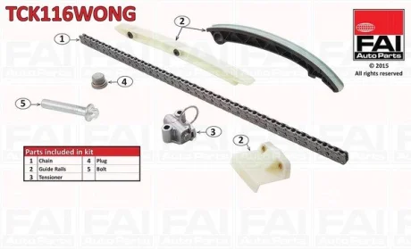 Ланцюг ГРМ, комплект FAI TCK116WONG