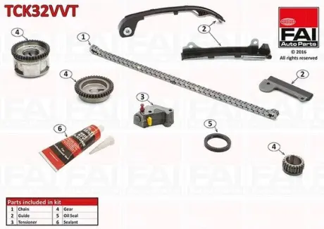 NISSAN К-кт ланцюга ГРМ Almera 1.5, 1.8 00-,Primera 2.0 02- FAI TCK32VVT