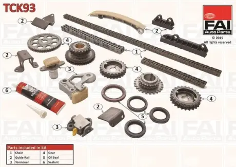 SUZUKI К-кт цепи ГРМ (3шт. цепи+6 шт. направляющие + 3 шт. натяжителя+5 шт. шестерни+герметик+сальники) Grand Vitara I 2.5/2.7 FAI TCK93