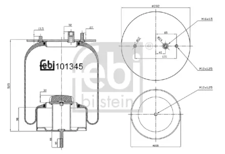 Пневмоподушка передн (діаметр: 205мм) RVI PREMIUM, PREMIUM 2 02.96- FEBI BILSTEIN 101345