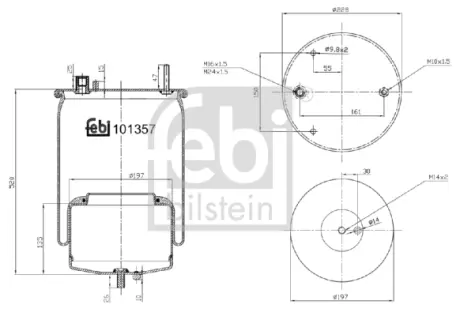 Пневмоподушка задн (діаметр: 198/228мм) VOLVO FH II, FH III, FM II, FM III, FMX II, FMX III 01.12- FEBI BILSTEIN 101357