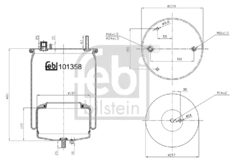 Пневмоподушка задн (діаметр: 198/228мм) VOLVO FH II, FH III, FM II, FM III, FMX II, FMX III 01.12- FEBI BILSTEIN 101358