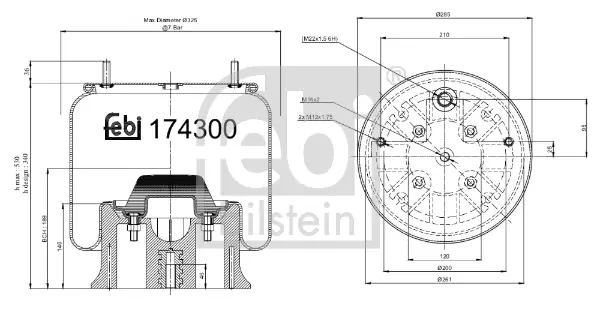Пневмоподушка FEBI BILSTEIN 174300 (фото 1)
