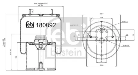 Пневмоподушка (з опорою) BPW FEBI BILSTEIN 180092