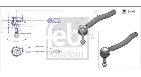Наконечник тяги рульової (L) Nissan Leaf/Juke 10-/Tiida 11- FEBI BILSTEIN 194469 (фото 1)
