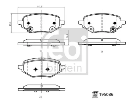 Комплект гальмівних колодок задн ((EN) for electric vehicles), MG ZS 1.0/1.5/Electric 10.17- FEBI BILSTEIN 195086